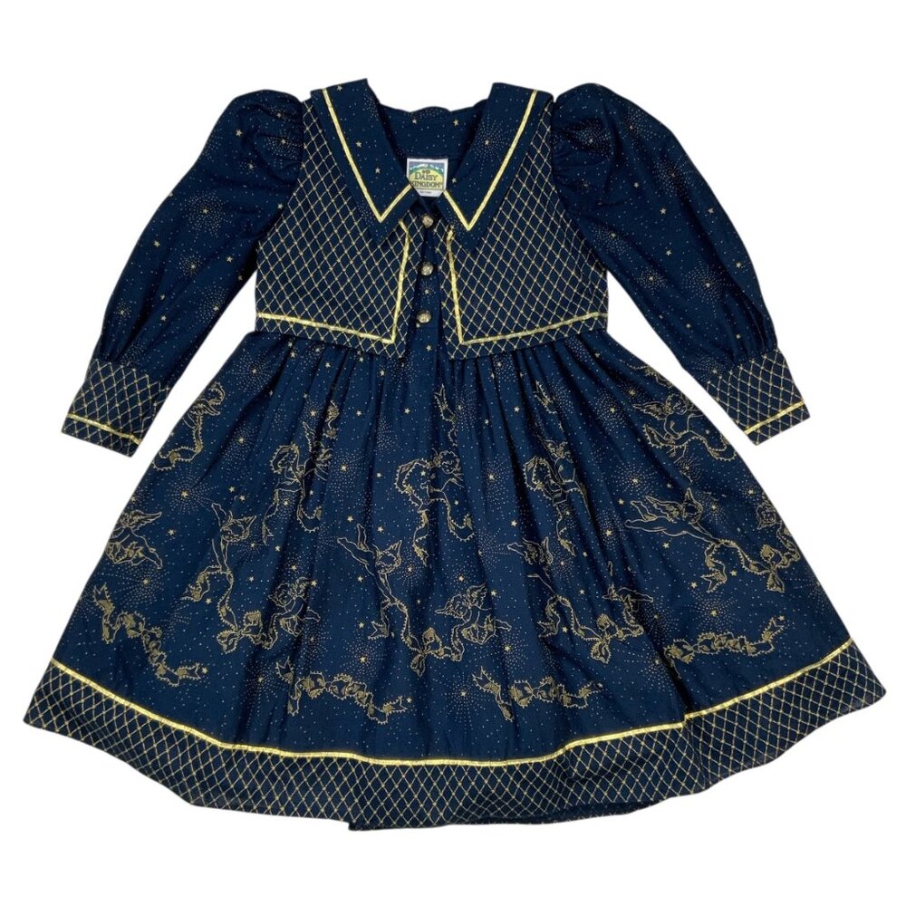 Daisy Kingdom Girls Golden Angel Vest Dress 8 Blue Party